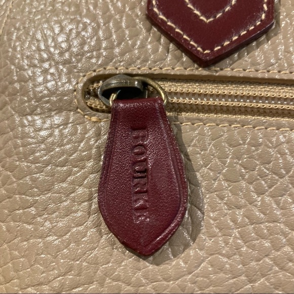 DOONEY & BOURKE All-Weather Leather Tan and Maroon Medium Sized Satchel - Picture 5 of 11